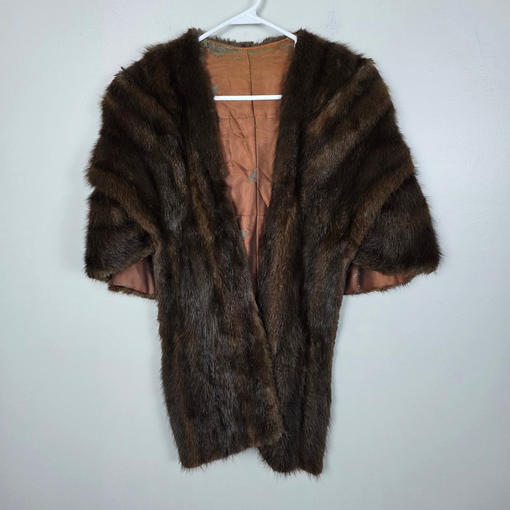 Vintage Brown Mink Fur Stole Wrap Bolero Shrug Cape Shawl Evening Occasion
